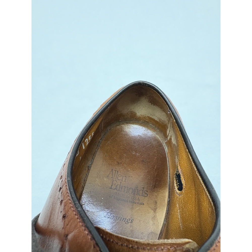 VTG Allen Edmonds Hastings Burnished Brown Brogue Oxfords Leather Soles 11D EUC - Picture 9 of 14